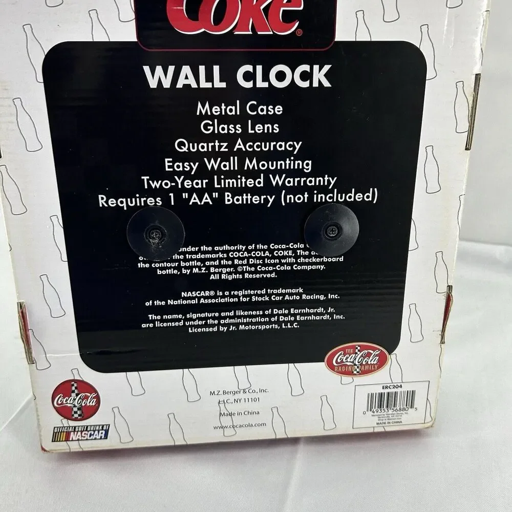 Dale Earnhardt Jr Coca Cola Wall Clock Signature Series NASCAR Coke Brand NEW